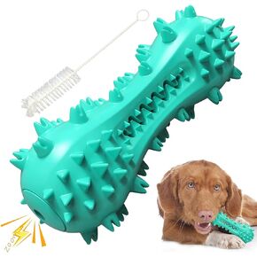 lifein Dog Chew Toy - 2 Pack Squeaky Toothbrush Durable Rubber Dog Toys for Teeth Cleaning, Tough Dog Toys for Aggressive Chewers Puppy/Medium/Large Dog Breeds Dental Care