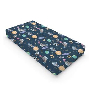 Cartoon Outer Space Galaxy Ship Astronaut Changing Pad Cover Cute Spaceman Moon Stars Changing Table Sheets for Baby Boy Girl Soft Breathable Stretchy Diaper Changing Pad Mats Cover 32''x16''