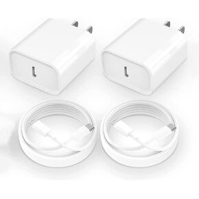 2-Pack iPhone 15 14 13 12 11 Fast Charger,【MFi Certified】 20W PD USB C Charger Block with 6ft Lightning Cable for iPhone 14 13 12 11 XR XS X 8 iPad AirPods (USB C Charger Cable Not Included)