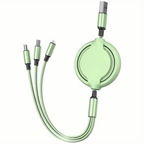 3 in 1 Retractable Charging Cable [3A,3FT] Multi USB Cable Fast Charger Cord for Phone, Samsung, iPad, Tablets, Switch and More (Pink)