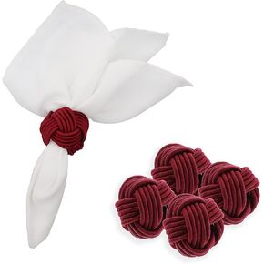 Red Braided Rope Napkin Rings - Set of 4