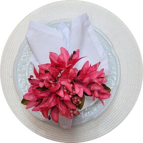 Maison Charlo Set of 4 Cream Lilies Flower Napkin Rings for Special Occasions: Valentine's, Easter, Mother's Day, Thanksgiving, Christmas, Weddings, and Gatherings