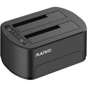 MAIWO External Hard Drive Docking Station for 2.5/3.5" SATA HDD/SSD with Offline Clone, 5Gbps Support UASP, 36TB Capacity, Dual Bay USB 3.0 to SATA Adapter Duplicator
