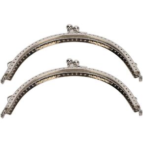 GLOGLOW 2pcs Purse Semicircular Frame, Metal Purse Frame Silver Kiss Clasp Lock Purse Arch Frame Clasp DIY Bag Handle for Sewing Bag 15cm / 5.9in