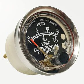 Product Name: Murphy by Enovation Controls A20DP-K-15 Differential Pressure Swichgage, Adjustable Knob (05700455)
