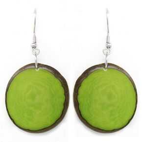 Tagua Nut Earrings Green Chips Handmade Fair Trade, LIghtweight, by Florama Natural Jewelry