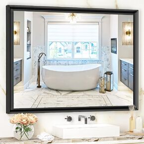 24x36 Inch Bathroom Mirrors for Wall, Metal Framed Wall Mirrors with Non-Rusting Aluminum Alloy Metal Frame,Tempered Glass, Rectangle Wall Mounted Mirror (Horizontal/Vertical),Bronze