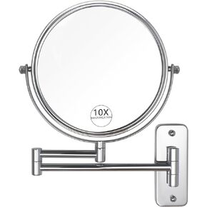 8" Wall Mounted Makeup Mirror, 1X/10X Magnifying Mirror with 360° Extendable Arm Mirror for Bathroom-Double Sided Vanity Mirror for Man & Woman(Matte Black)