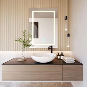 Tech Drive Bathroom Mirror with led Lights,Bathroom Vanity Mirror 20x28 inch, 4000K Dimmable Brightness Touch Switch Control and Time Display, Anti-Fog Wall Mounted Makeup Mirrors