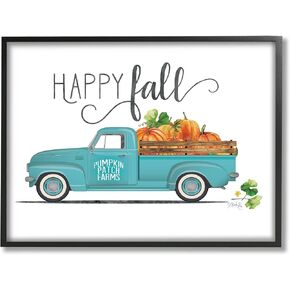 شاحنة المزرعة Happy Fall Blue من شركة Stupell Industries تحمل القرع، من تصميم مارلا راي