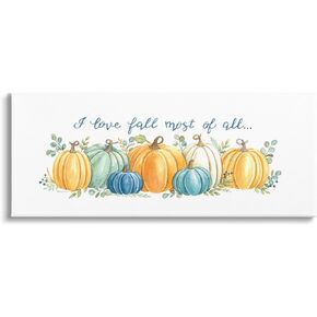 Stupell Industries Love Fall Most Of All Assorted Harvest Pumpkins, Design by Deb Strain, 17 x 40, Gallery Wrapped Canvas