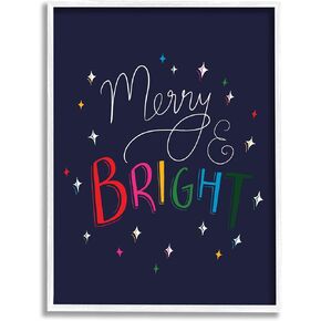 Stupell Industries Merry & Bright Whimsical Sparkle Rainbow Typography, Design by Heather McLaughlin
