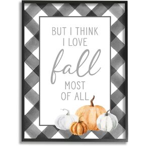 Stupell Industries Love Fall Festive Phrase Autumn Plaid Border, Design by Lettered and Lined