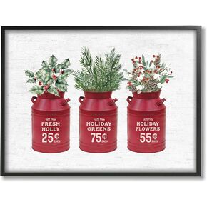 Stupell Industries Rustic Country Jugs Festive Holiday Holly Sprigs, Design by Lettered and Lined