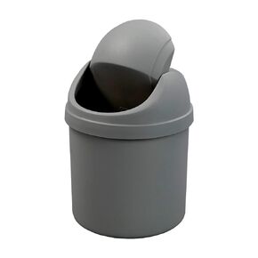 0.5 Gallon Plastic Mini Desktop Trash Can, Tiny Waste Bin with Swing-Top Lid, White