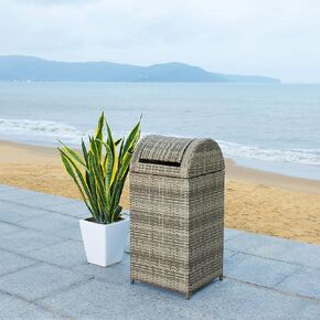 Safavieh Outdoor Collection Serapis Black Wicker Trash Bin