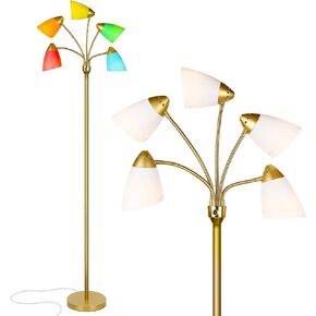 Brightech Medusa LED Floor Lamp – Multi-Head Dimmable Floor Lamp for Living Rooms & Offices – Tall Lamp with Interchangeable Shades, Adjustable Standing Lamp for Bedroom Reading – Black