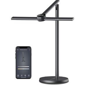 EZVALO Smart Desk Lamp with APP Control,Eye-Caring Auto-Dimming Led Desk Lamp,3 Color Temperature, Works with Alexa&Google Assistant, Study Lamp with Clock, Desk Lamps for Home Office Reading,Studying