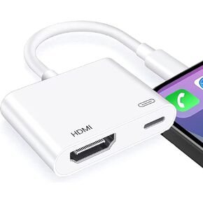4K HDMI Adapter for iPhone to TV, 4K HD Digital AV Adapter for Apple Screen Converter with Charging Port, HDMI Converter Compaitble with iPhone to HDMI Adapter Cable for HDTV, Monitor, Projector