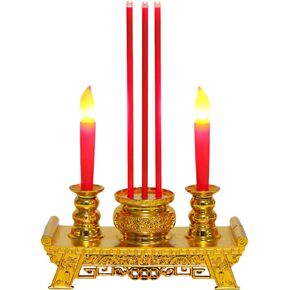 Beaupretty Led Decor Led Electronic Incense Burner Stick Buddhist Candle Lamp Retro Light Chinese Traditional Candlestick Feng Shui Buddhist Worship Prayer Altar Supplies Dragon Incense Burner