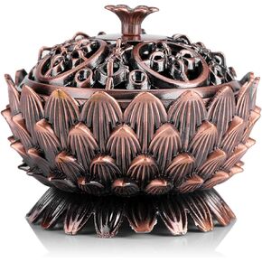 Incense Burner, Vintage Alloy Lotus Incense Stick Cone Burner Holder for Yoga Zen Meditation and Home Decoration