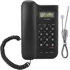 Corded Phone, Desk Landline Telephone with Backlit Display Caller ID & Call Waiting Function, for Home Office(Black)