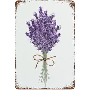 Retro Purple Lavender Flower ArtLavender Decor Garden Signs Decorative Flowers Metal Signs Lavender Plaque Metal Vintage Pub Wall Home Art Kitchen Garden Farmhouse Decor 8x12inch
