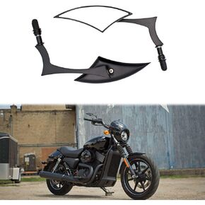 Black Motorcycle Cruiser Blade Rear View Mirrors Side Mirrors For Harley Davidson Road King Street Electra Glide Road Glide Dyna Softai Sportster 883 1200 (Black)