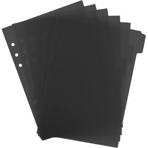 6 Ring Clear Binder Dividers, A5 Insertable Tab Dividers, Clear Plastic Binder Index Dividers A5 Binder Dividers Pages with Tabs (6 Pack, Black) in Saudi Arabia
