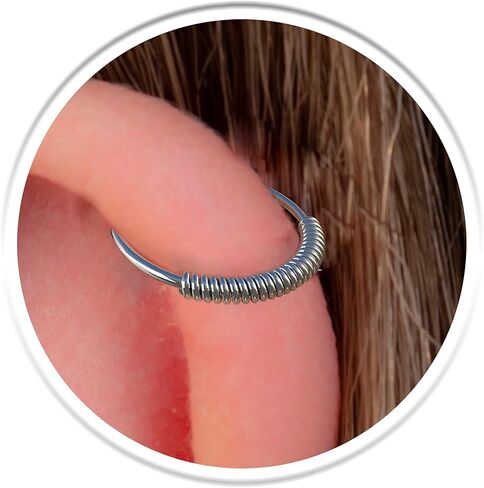 خاتم هيليكس ملفوف بالفضة مقاس 20 حلق الغضروف القبلي - 925 مجوهرات من الفضة الاسترليني للجنسين in Kuwait