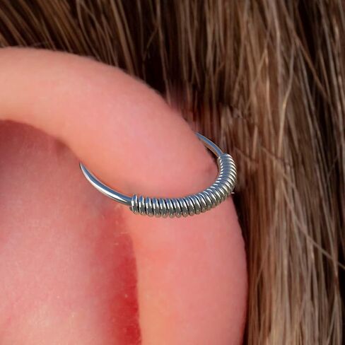 خاتم هيليكس ملفوف بالفضة مقاس 20 حلق الغضروف القبلي - 925 مجوهرات من الفضة الاسترليني للجنسين in Kuwait