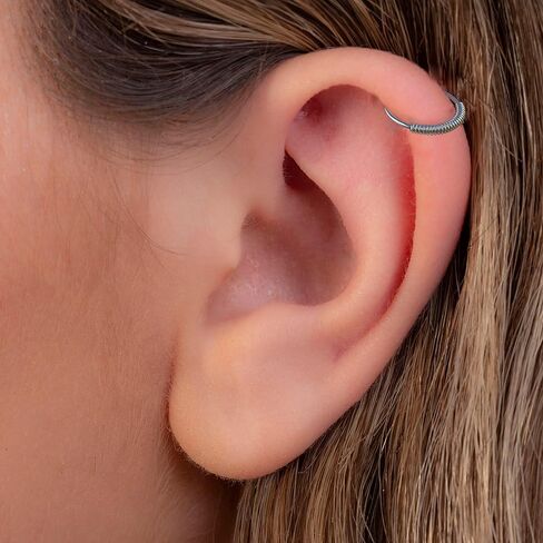 خاتم هيليكس ملفوف بالفضة مقاس 20 حلق الغضروف القبلي - 925 مجوهرات من الفضة الاسترليني للجنسين in Kuwait