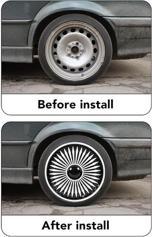 Car Steering Wheel Cover, 4 Pcs Wheel Rim Skin Cover Hub Silver Universal 15 in Wheel Covers Hub Caps for 500 and Most Cars in Saudi Arabia