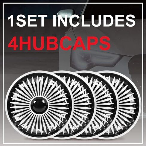 Car Steering Wheel Cover, 4 Pcs Wheel Rim Skin Cover Hub Silver Universal 15 in Wheel Covers Hub Caps for 500 and Most Cars in Saudi Arabia
