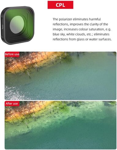 CPL Camera Lens Filter for Gopro, Circular Polarizer CPL Filter Compatible with Gopro Hero12, Hero11, Hero11 Mini, Hero10, Hero9 Black in Saudi Arabia