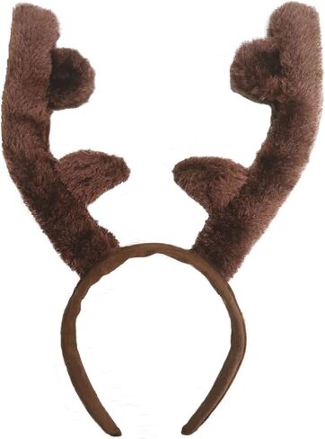 Brown Plush Reindeer Antler Headband - 12.5" x 11.75" | Perfect for Christmas Parties, Carols, Costumes, and Themed Events (1 Pc.) in Saudi Arabia