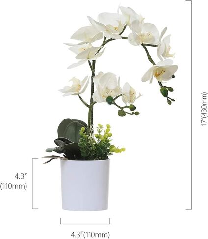 Omygarden White Orchid Artificial Flowers in Pot, Fake Plastic Orchid Flowers, Decoration for Home Office Wedding(White 2 Bouquets) in Saudi Arabia
