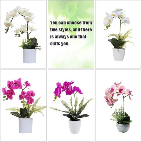 Omygarden White Orchid Artificial Flowers in Pot, Fake Plastic Orchid Flowers, Decoration for Home Office Wedding(White 2 Bouquets) in Saudi Arabia