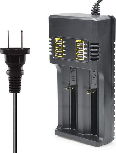 شاحن بطارية 2 خليج، شاحن ذكي سريع بشاشة LCD للبطاريات القابلة لإعادة الشحن (فتحتان) in Kuwait