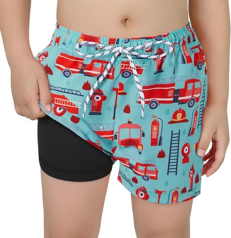 American Trend Boys Swim Trunks with Compression Liner Swim Shorts Quick Dry Swimsuit Swimwear Bathing Suit Kids Youth Short in Saudi Arabia