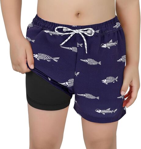 American Trend Boys Swim Trunks with Compression Liner Swim Shorts Quick Dry Swimsuit Swimwear Bathing Suit Kids Youth Short in Saudi Arabia