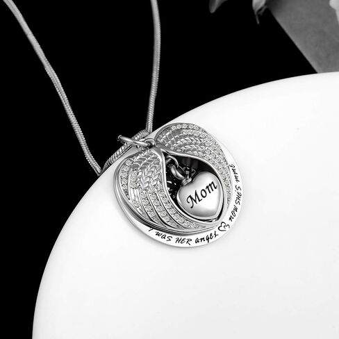 Tree of Life Urn Necklace -Angel Wing Diamond Cremation Jewelry Keepsake Memorial Pendant in Saudi Arabia