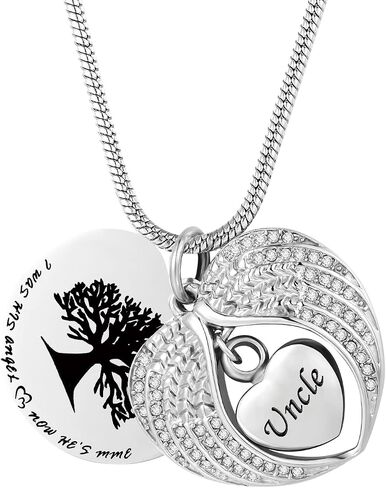 Tree of Life Urn Necklace -Angel Wing Diamond Cremation Jewelry Keepsake Memorial Pendant in Saudi Arabia