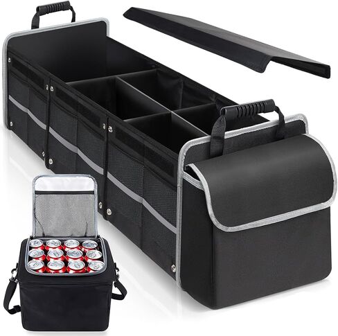 Car Trunk Storage Organizer, Collapsible Trunk Organizer with Leakproof Insulated Cooler Bag for SUV, Sedan, Truck, Minivan, Auto in Kuwait