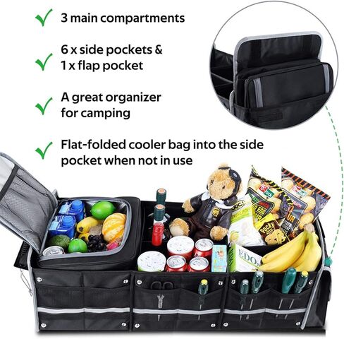 Car Trunk Storage Organizer, Collapsible Trunk Organizer with Leakproof Insulated Cooler Bag for SUV, Sedan, Truck, Minivan, Auto in Kuwait