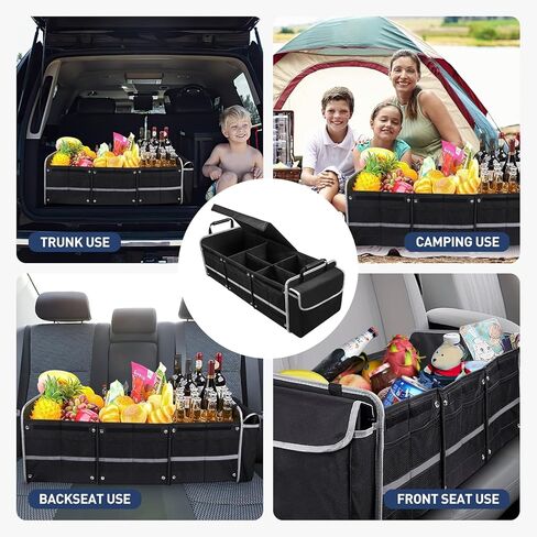 Car Trunk Storage Organizer, Collapsible Trunk Organizer with Leakproof Insulated Cooler Bag for SUV, Sedan, Truck, Minivan, Auto in Kuwait
