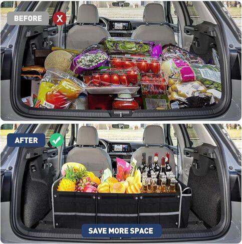 Car Trunk Storage Organizer, Collapsible Trunk Organizer with Leakproof Insulated Cooler Bag for SUV, Sedan, Truck, Minivan, Auto in Kuwait