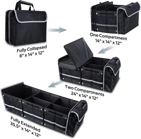 Car Trunk Storage Organizer, Collapsible Trunk Organizer with Leakproof Insulated Cooler Bag for SUV, Sedan, Truck, Minivan, Auto in Kuwait