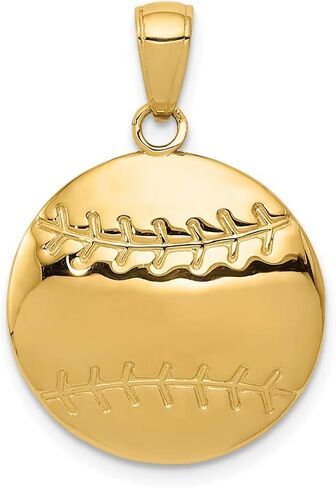 Solid 14K Yellow Gold Diamond-cut Baseball Charm (0.71 x 0.83 Inches) in Saudi Arabia