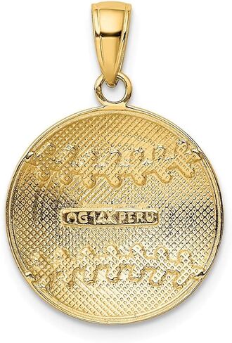 Solid 14K Yellow Gold Diamond-cut Baseball Charm (0.71 x 0.83 Inches) in Saudi Arabia